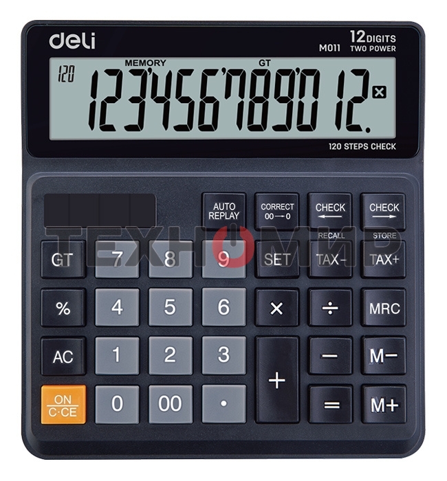 Калькулятор бухгалтерский Deli EM01120 черный 12-разр.