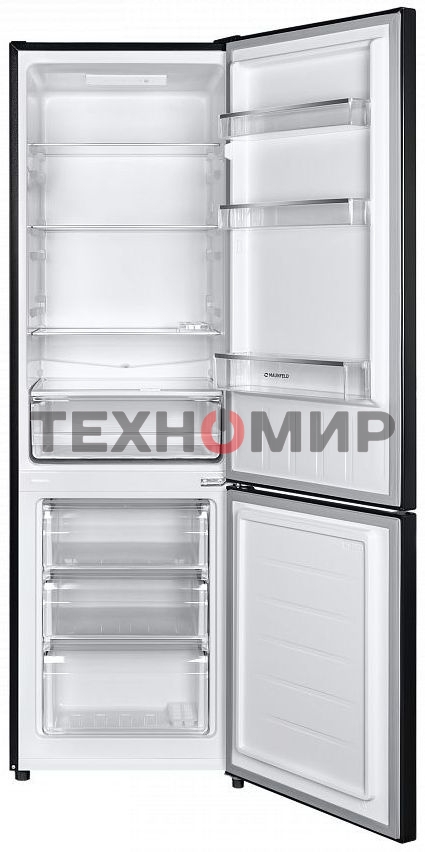 Холодильник Maunfeld MFF176SFSB черный двухкамерный 188/75л морозилка снизу, ручная разморозка