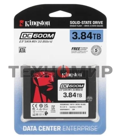 Накопитель SSD Kingston SSD DC600M, 3840Gb, SATA III, 2.5