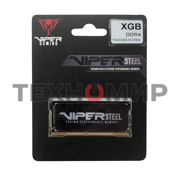 Оперативная память Patriot Steel Series, DDR4, 16GB (1x16 GB), 3200 MHz, CL22, радиатор, черный, SO-DIMM