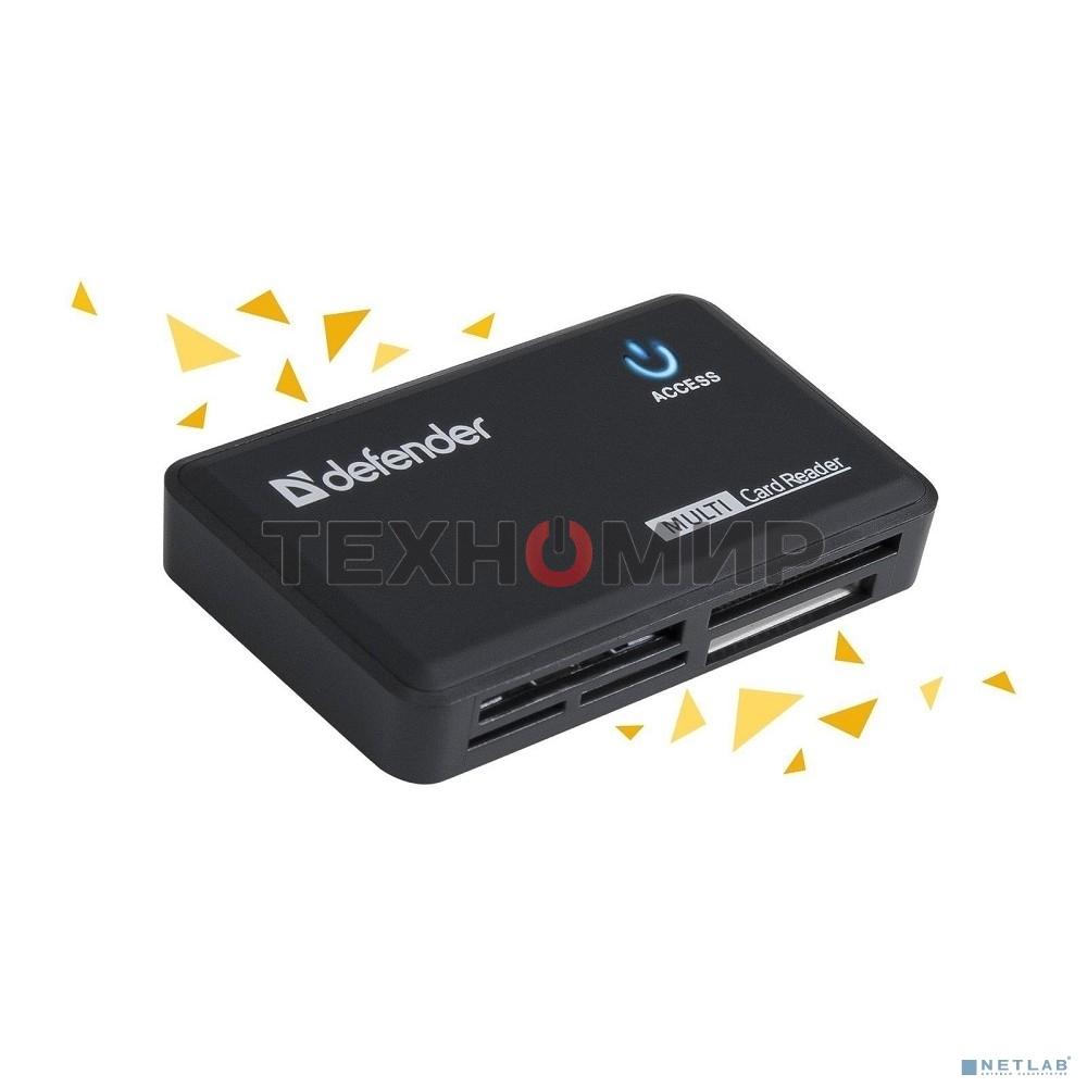 Кард-ридер Defender Optimus/черный/CF/MMC/MS/MS Duo/MS Micro M2/MS Pro/MS Pro Duo/RS-MMC/SD/SDHC/micro-SD/mini-SD/miсro-SDHC/USB 2.0 A(M)/черный
