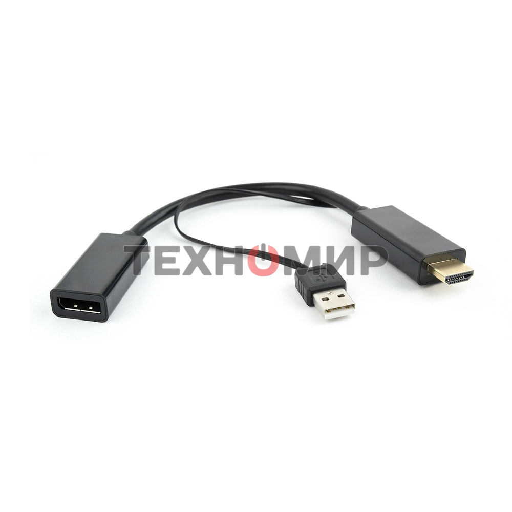 Конвертер HDMI->DisplayPort, Cablexpert DSC-HDMI-DP, HD19M+USBxHD20F, черный