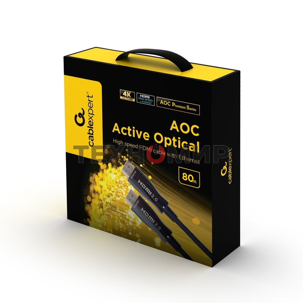 Активный оптический кабель Cablexpert HDMI, 80м, v2.0, 19M/19M, AOC Premium Series, позол.разъемы, экран, коробка