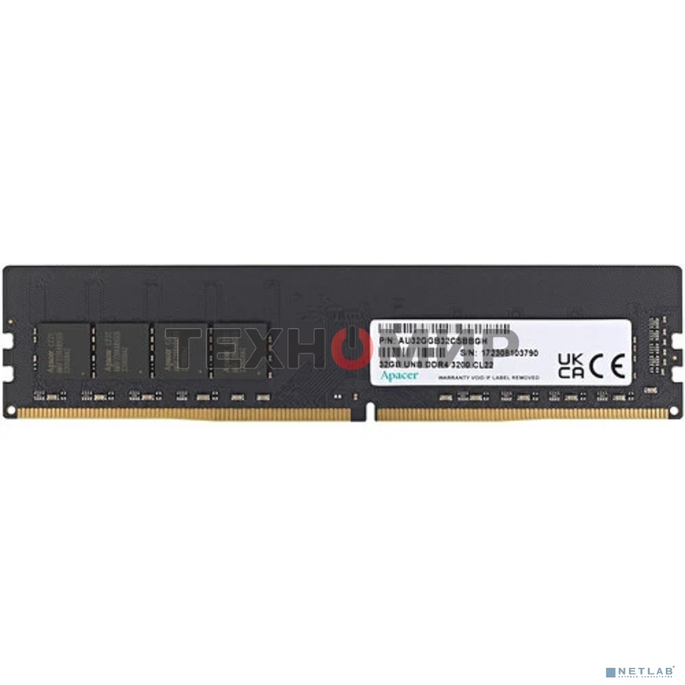 Оперативная память Apacer, DDR4, 32GB (1x32GB), 3200MHz, CL22, DIMM