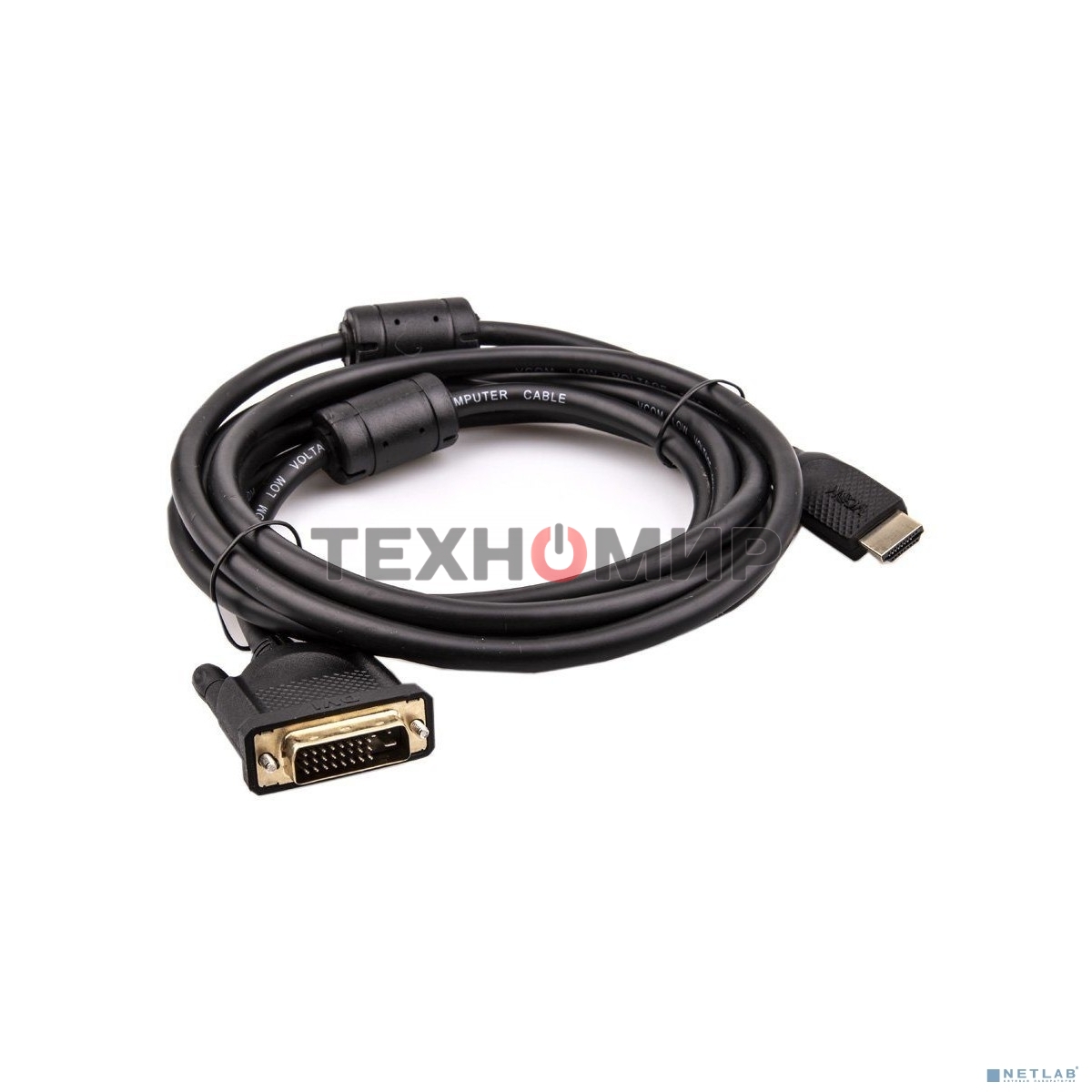 Кабель HDMI AM/DVI(24+1)M, 3 м, CU, 1080P@60Hz, 2F, VCOM CG484GD-3M