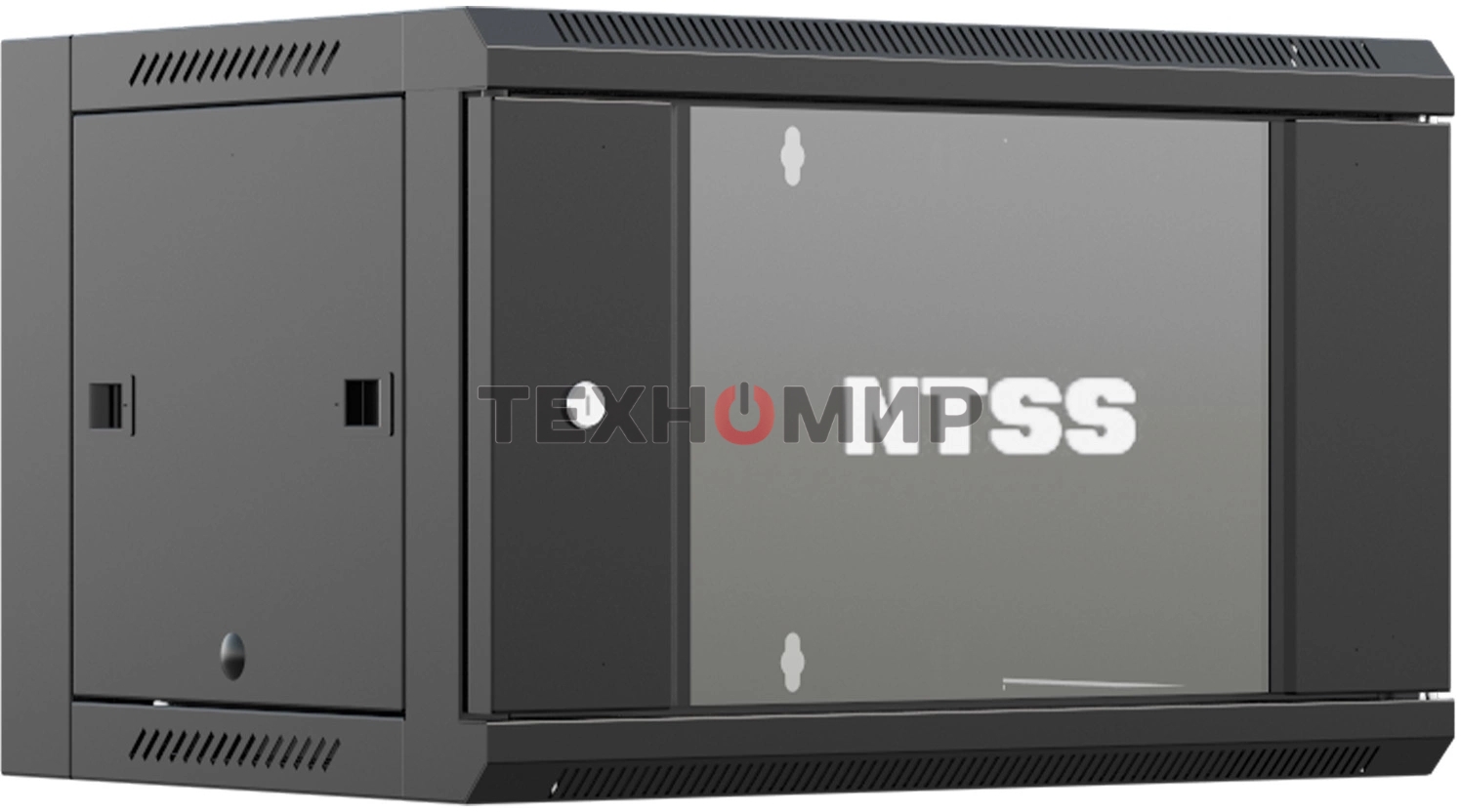 Шкаф коммутационный NTSS (NTSS-W9U6060GS-BL) настенный 9U 570x600мм пер.дв.стекл 60кг черный 22кг