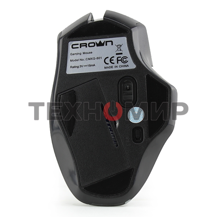 Мышь беспроводная Crown Gaming CMXG-801 черный, 1600 dpi, радиоканал, USB, кнопки - 7