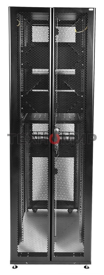 Шкаф серв.ПРОФ нап. 42U (600x1000) дверь перфор., задние двойные перфор., черный, в сборе (ШТК-СП-42.6.10-48АА-9005) (1 коробка)