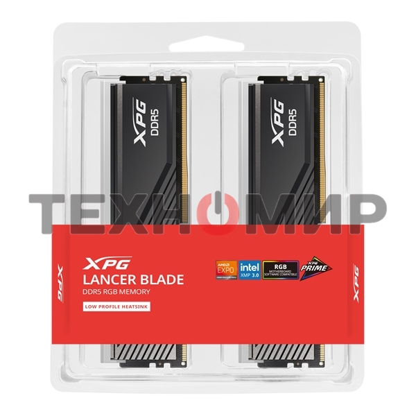 Оперативная память XPG Lancer Blade, DDR5, 32GB (2x16GB), 6000MHz, CL34, DIMM, с радиаторами, RGB, черный