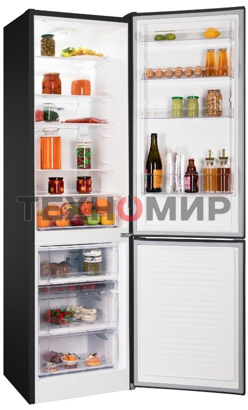 Холодильник Nordfrost NRB 154 B черный матовый двухкамерный 238/115 л морозилка снизу, капельная система