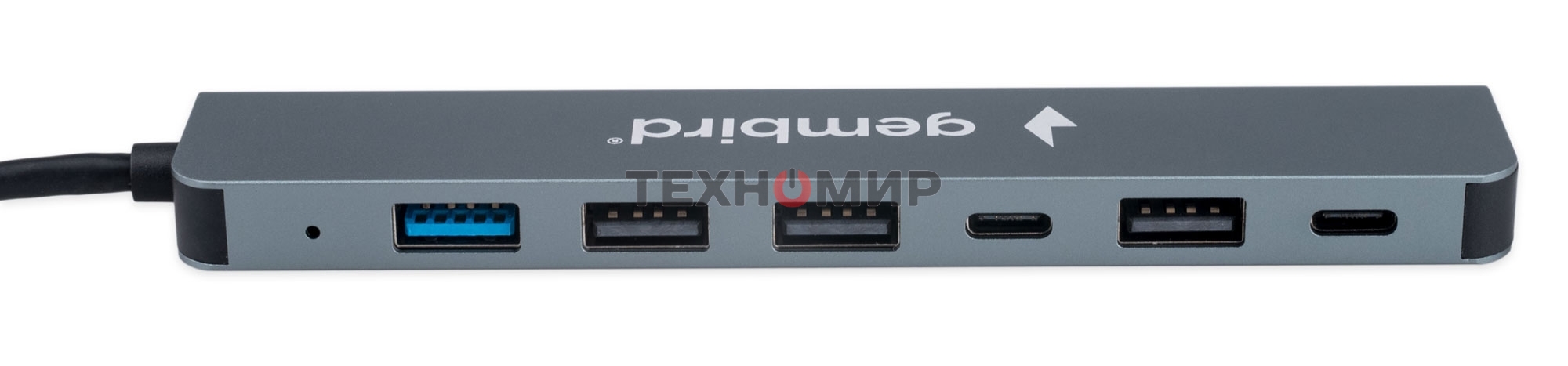 Разветвитель USB3.0/2.0 Gembird UHB-C445, USB3.0, 4хUSB2.0, Type-C, с доп.питанием (порт Type-C), кабель Type-C/USB 17см, алюминий, коробка