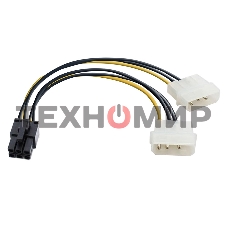 Переходник питания PCI-Express 6pin (от 2х разъемов Molex (IDE) блока питания), 15 см ExeGate EX138937RUS