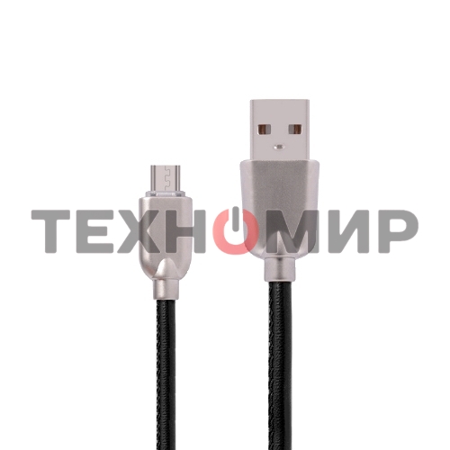 Кабель USB ACD-Allure MicroUSB - USB-A Кожа, 1м, черный