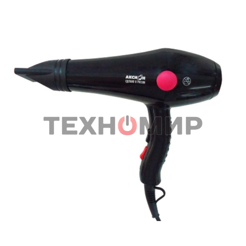 Фен Аксион ВС11, 1800Вт, 2 скоростных режима, 3 температурных режима, подача холодного воздуха, насадка-концентратор 2 шт, защита от перегрева