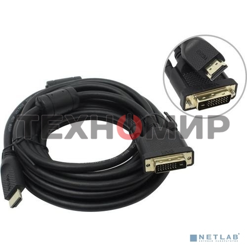 Кабель HDMI AM/DVI(24+1)M, 5м, CU, 1080P@60Hz, 2F, VCOM CG484GD-5M