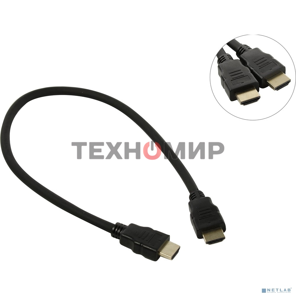Кабель HDMI Exegate EX287728RUS EX-CC-HDMI2-0.5 (19M/19M, 0,5м, v2.0, 4K UHD, Ethernet, позолоченные контакты)