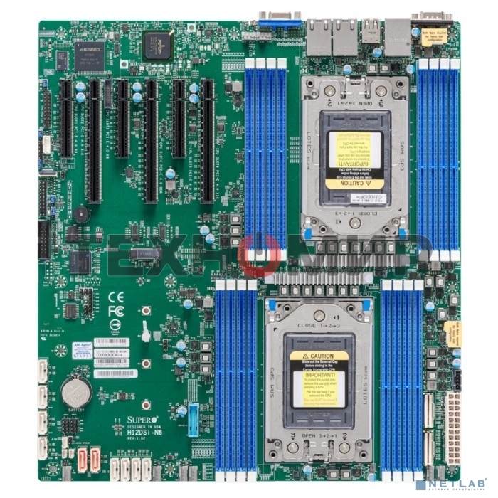 Материнская плата серверная SuperMicro H12DSI-N6-B, сокет SP3, 16xDDR4, 6xPCIe 4.0 x16, 10xSATA, M.2, 2xGigabit Ethernet, 2xUSB 2.0, 2xUSB 3.0, VGA, 24-pin, eATX