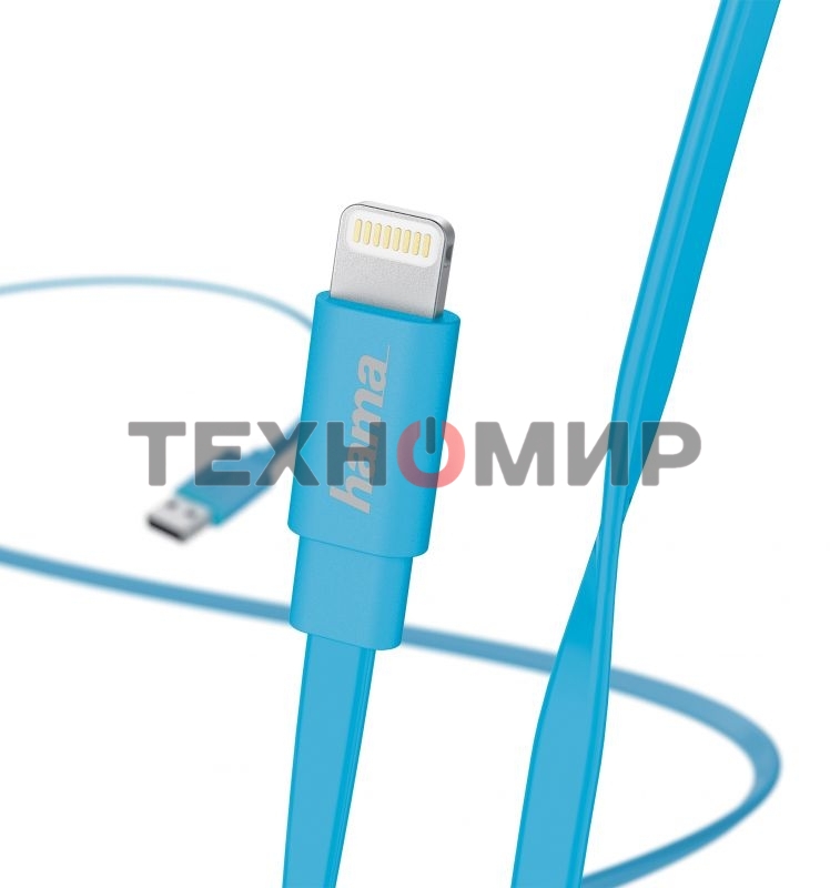Кабель Hama Flat 00173646 Lightning (m) USB A(m) 1.2м синий плоский
