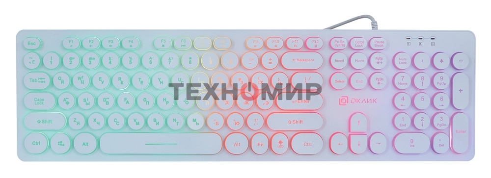Клавиатура проводная Oklick 420MRL 1091227, USB, белый