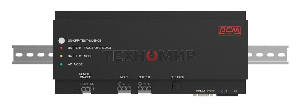 Источник бесперебойного питания Powercom DRU 500VA/300W, DIN Rail, 230V, RS-232, 2 year warranty (1114005)