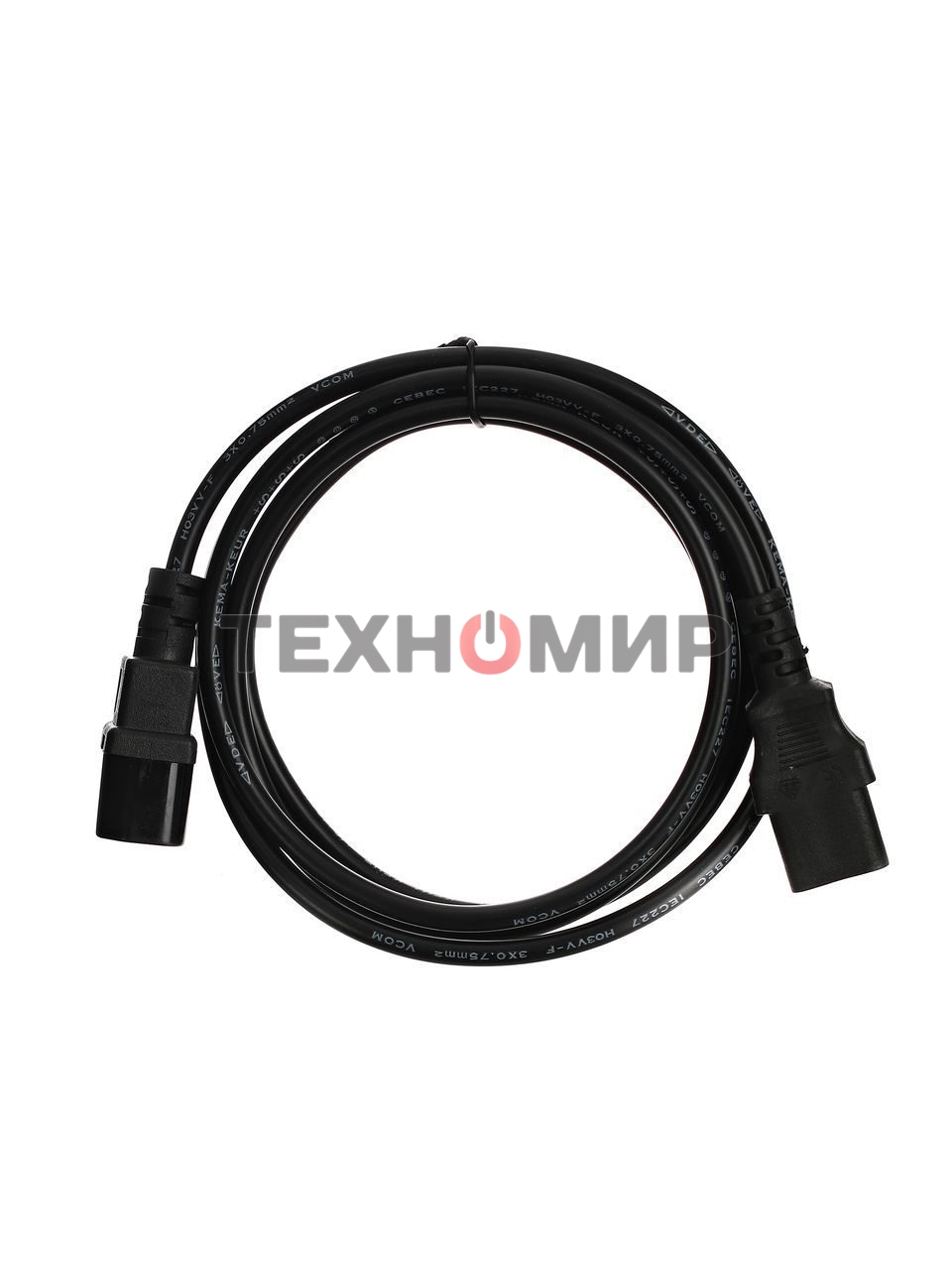 Кабель VCOM CE001-CU0.75-1.8 Кабель монитор - компьютер 220V (UPS -> устройство) VCOM VDE 3Gx0.75мм (CE001-CU)1.8м