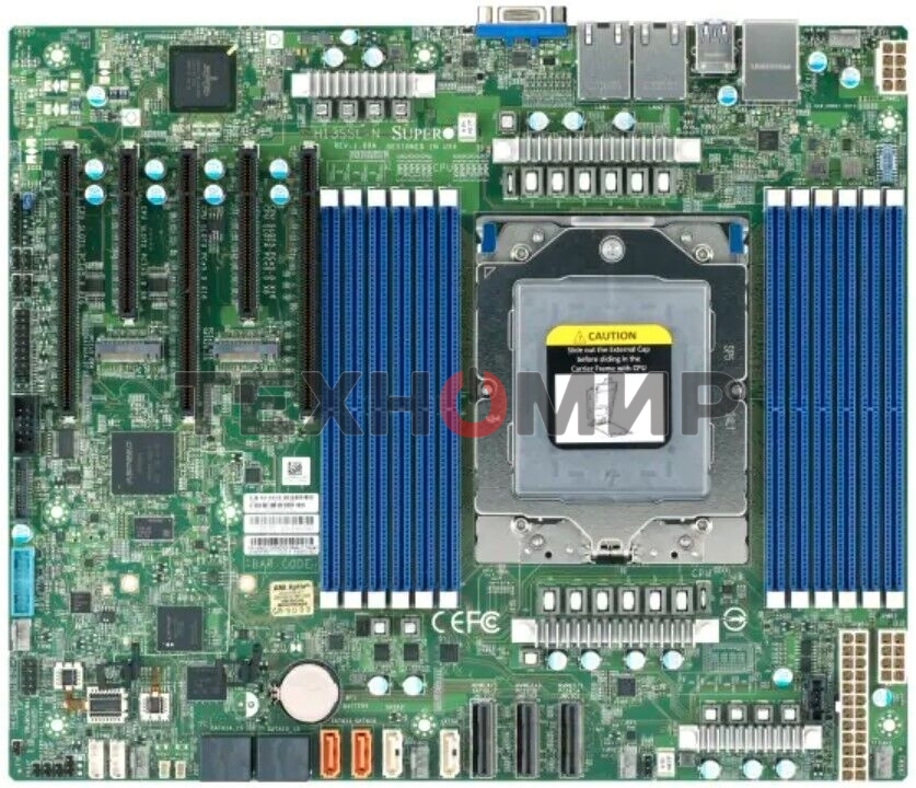 Материнская плата серверная Supermicro H13SSL-N-B, сокет SP5, чипсет встроен в процессор, 12xDDR5, 5xPCIe, 3xPCIe 5.0 x16, 2xM.2, 8xSATA, 2xGigabit Ethernet, 24-pin + 8-pin + 8-pin, ATX