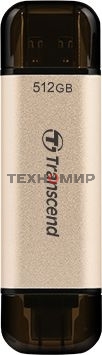 Флешка USB Transcend JETFLASH 930C (TS512GJF930C), 512Gb, USB 3.2 Type-C/Type-A, R/W 420/400, золотистый