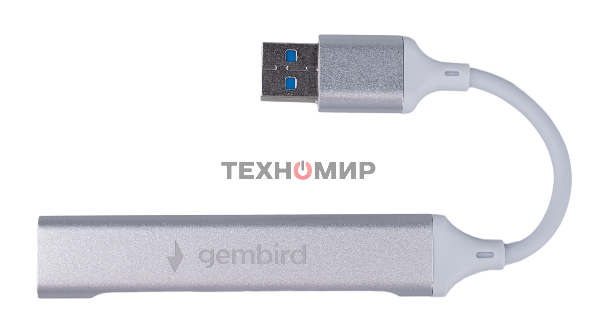 Разветвитель USB3.0/2.0 Gembird UHB-C206, USB3.0, 3xUSB2.0, кабель USB 10 см, серебристый металл, пакет