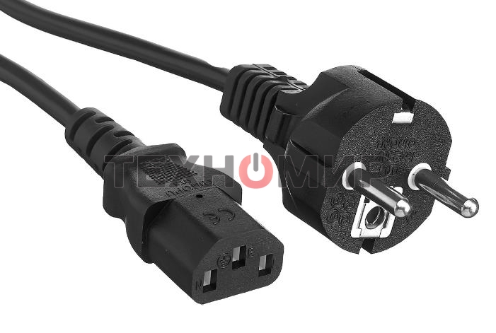 Кабель питания ExeGate Power PC-3P (Евровилка Schuko->С13) VDE-250V-3*1.0-CU, 10A, черный, 3м