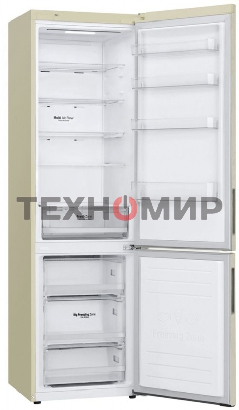 Холодильник LG GA-B509CESL бежевый глянцевый двухкамерный 277/107л морозилка снизу, No Frost