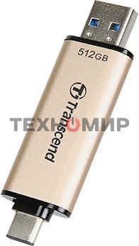 Флешка USB Transcend JETFLASH 930C (TS512GJF930C), 512Gb, USB 3.2 Type-C/Type-A, R/W 420/400, золотистый