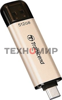 Флешка USB Transcend JETFLASH 930C (TS512GJF930C), 512Gb, USB 3.2 Type-C/Type-A, R/W 420/400, золотистый