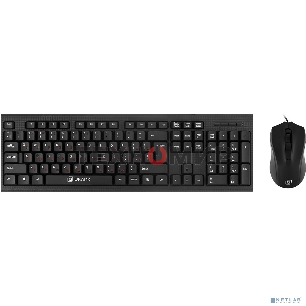 Комплект клавиатура + мышь Oklick 620M клав:черный мышь:черный USB