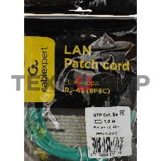 Патч-корд UTP Cablexpert cat.5e, 1.5м, литой, многожильный, зеленый