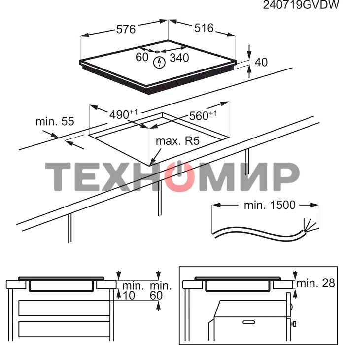 Электрическая варочная панель Electrolux EHF6240XXK Hi-Light, независимая, черный