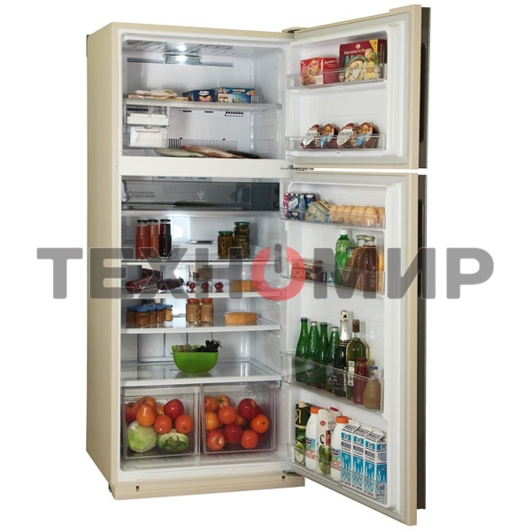 Холодильник Sharp SJ-XE59PMBE бежевый двухкамерный 430/148л морозилка сверху