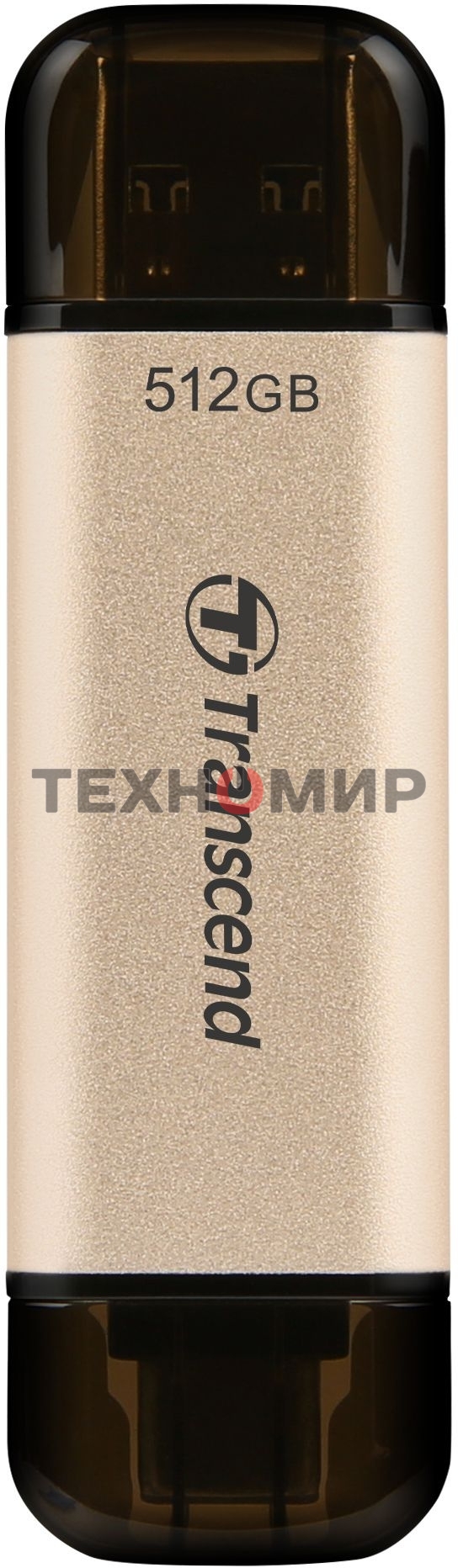 Флешка USB Transcend JETFLASH 930C (TS512GJF930C), 512Gb, USB 3.2 Type-C/Type-A, R/W 420/400, золотистый