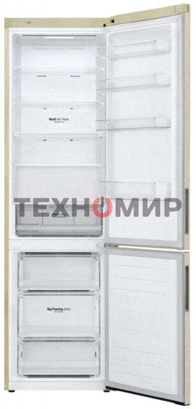 Холодильник LG GA-B509CESL бежевый глянцевый двухкамерный 277/107л морозилка снизу, No Frost