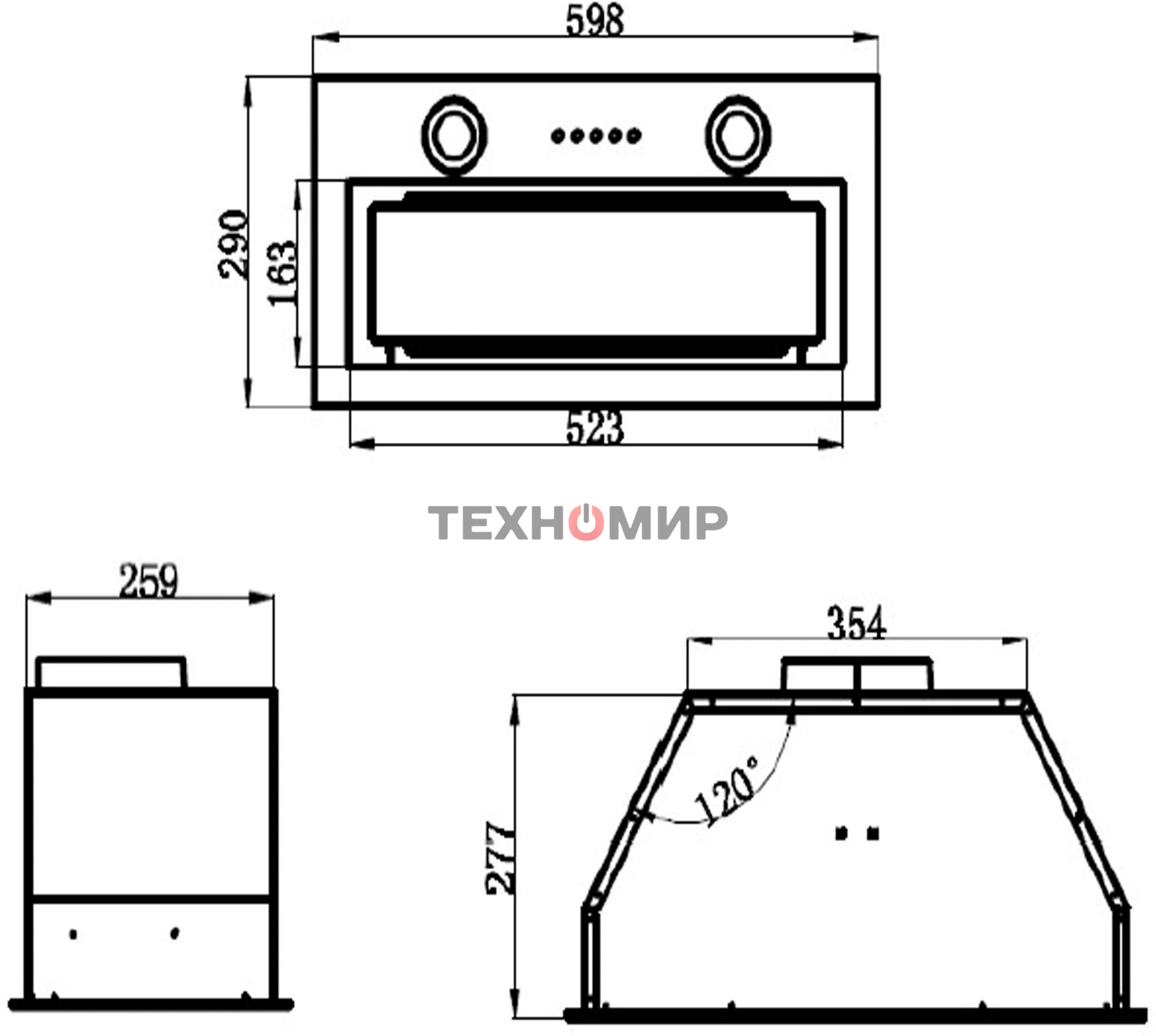Вытяжка встраиваемая Maunfeld Trapeze 602M белый, 60 см, 1150 куб. м/ч, 54 дБ