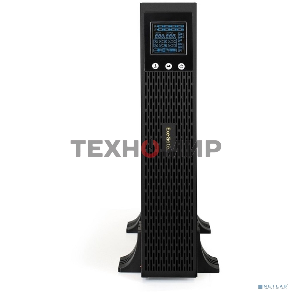 Источник бесперебойного питания Pure Sine Wave ExeGate SinePower UHB-3000.LCD.AVR.1SH.4C13.RJ.USB.2U 3000VA/2400W, LCD, AVR, 1*Schuko+4*C13, RJ45/11, USB, Rackmount 2U/Tower, металлический корпус, черный