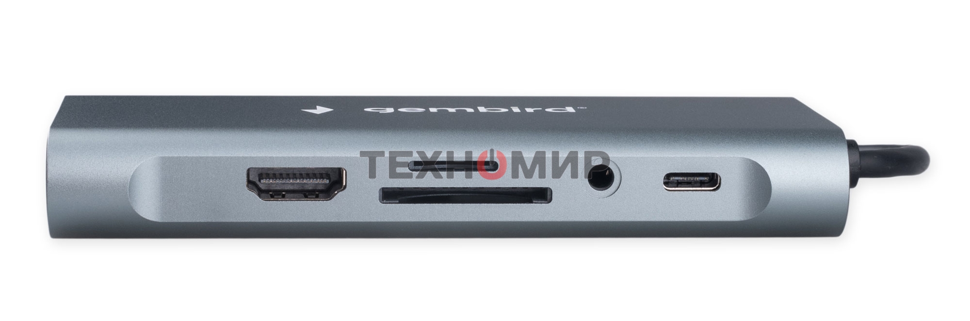 Концентратор USB Type-C Gembird UHB-D4, 10в1: 3xUSB3.1, Type-C PD87W, Jack 3.5, SD/TF, HDMI, RJ45, VGA, кабель 15 см, алюминий