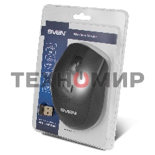 Мышь беспроводная SVEN RX-425W черный, 1600 dpi, радиоканал, USB, кнопки - 6