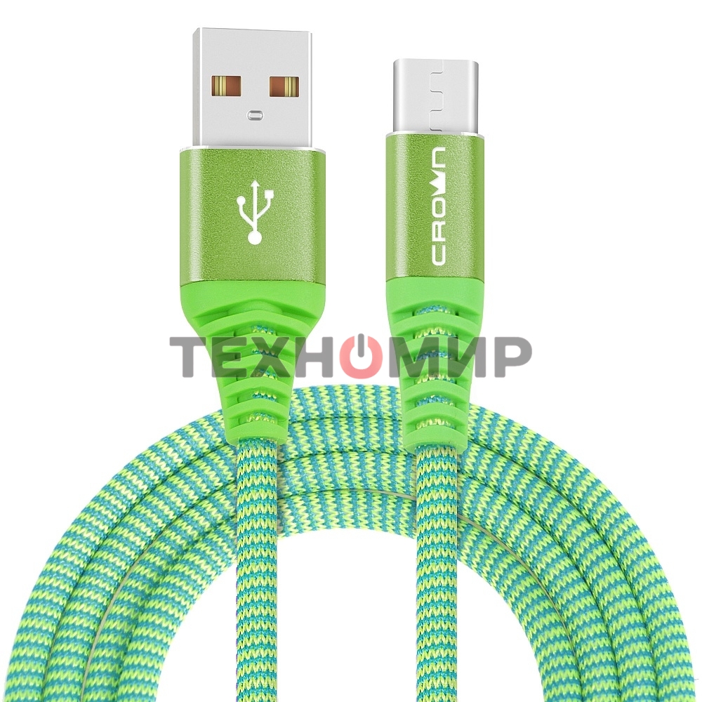 Кабель Crown USB - USB Type-C CMCU-3102C green