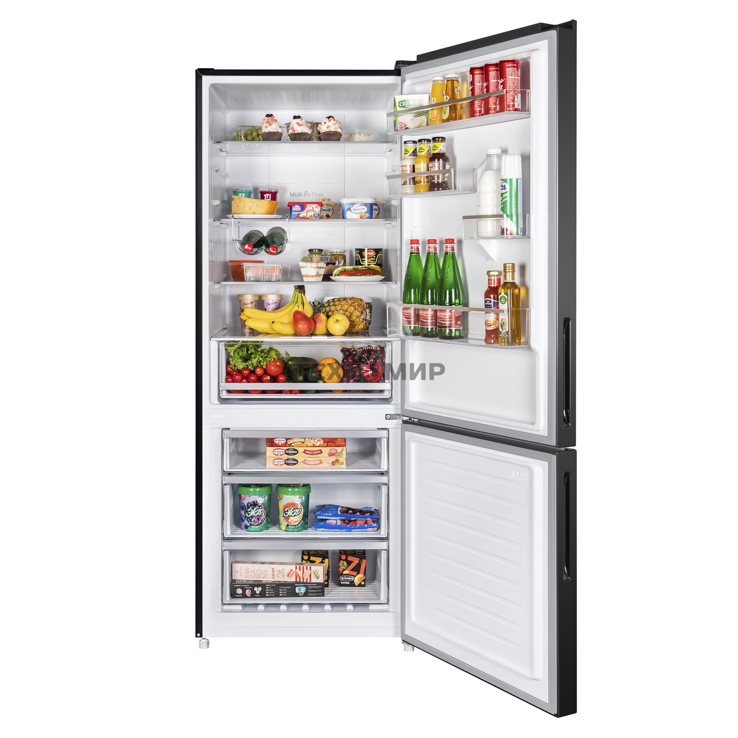 Холодильник Maunfeld MFF1857NFSB черный мат. инвертер двухкамерный 336/117л морозилка снизу