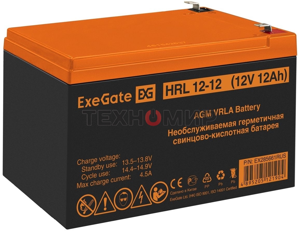 Батарея для ИБП ExeGate EX285661RUS HRL 12-12 (12V 12Ah 1251W, клеммы F2)