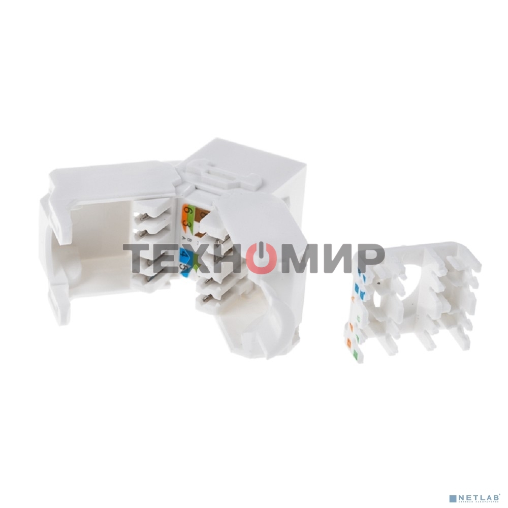 Модуль Rexant Keystone Jack RJ-45(8P8C), UTP неэкранированный, cat.5e, тип 90 градусов, самозажимной, белый