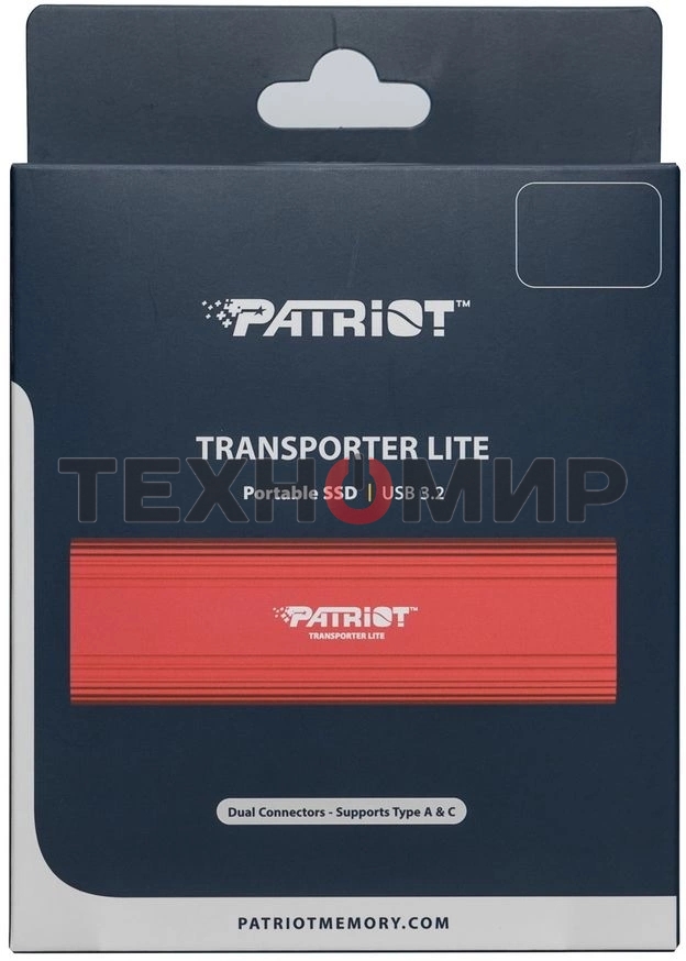 Внешний SSD Patriot Transporter Lite, 2TB, USB 3.2 Gen 2 Type-C, R/W 1000/1000, красный