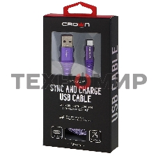 Кабель Crown USB - USB Type-C CMCU-3102C violet