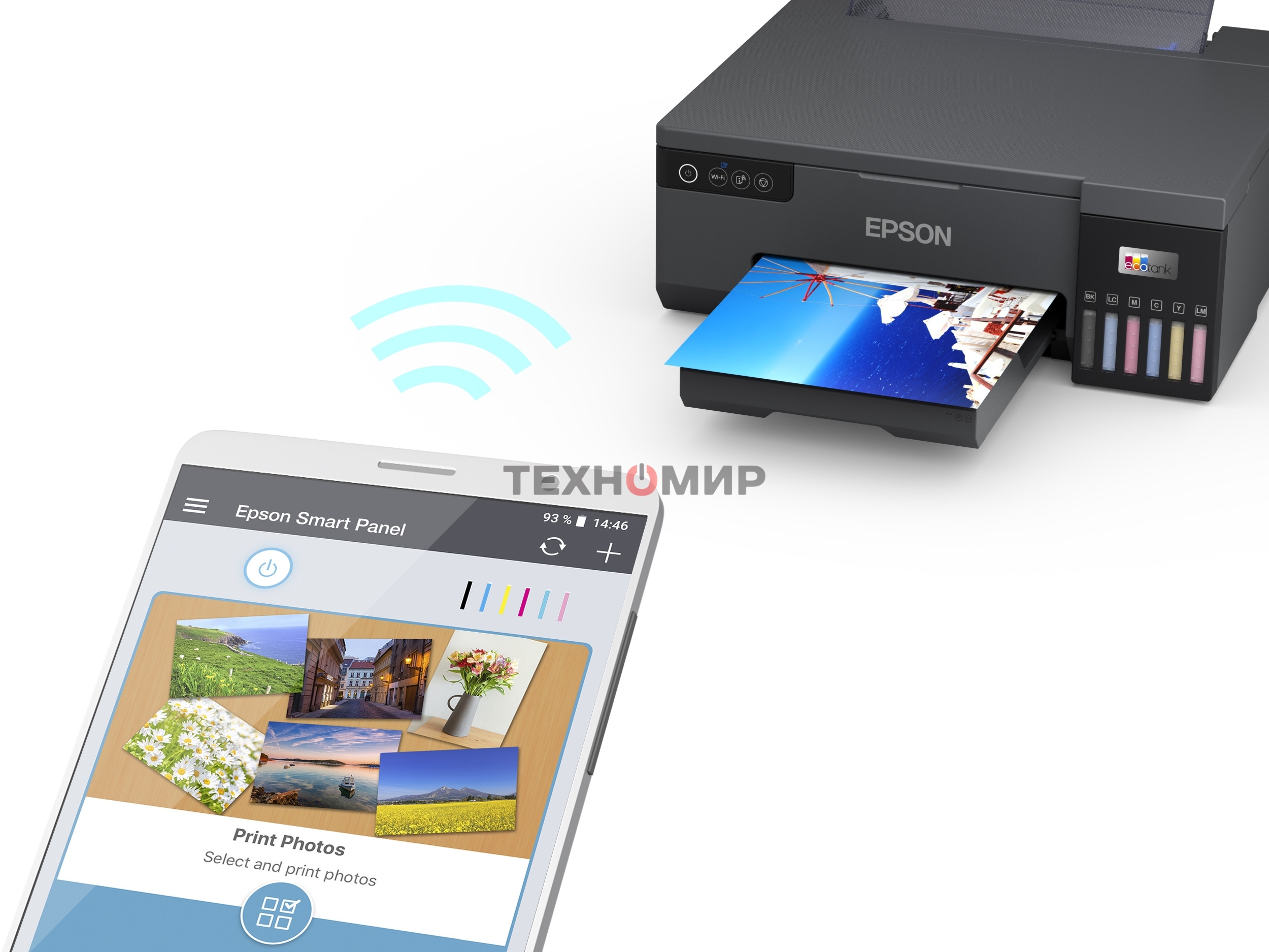 Принтер струйный Epson L8050 (C11CK37405/C11CK37402/C11CK37504/C11CK37507/C11CK37506), A4, цветное, печ. до 8 стр/мин., 1440 x 5760 dpi, USB, Wi-Fi