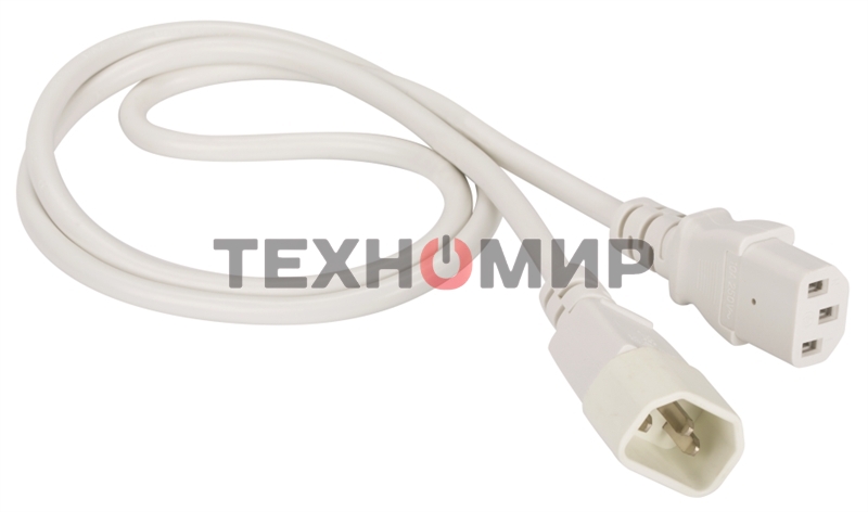 Шнур питания Lanmaster C13-C14, 3х0.75, 220В, 10А, белый, 2 метра